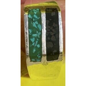 Mexican southwestern sterling silver 925 band ring w/turquoise Blue/black 11.5